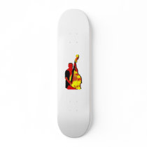 Upright Bass Player Image Design Red and Yellow