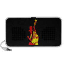 Upright Bass Player Image Design Red and Yellow Travel Speaker