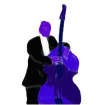 Upright bass player, purple version painting