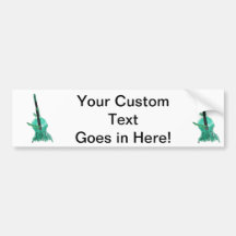 Upright bass, two hands, aqua version for musician bumper sticker
