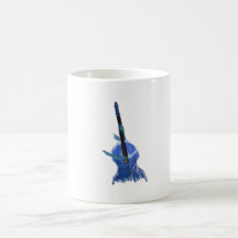 Upright orchestral acoustic double bass blue art coffee mugs