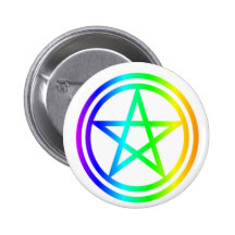 Upright Rainbow Pentagram Buttons