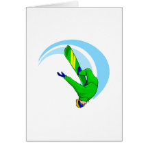 Upside Down Snow Boarder Greeting Cards