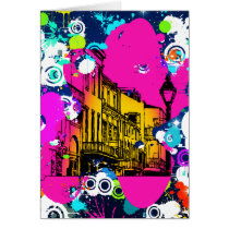 urban city graffiti paint splatter design colourfu card