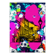 urban city graffiti paint splatter design colourfu card