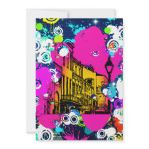 urban city graffiti paint splatter design colourfu custom invitation