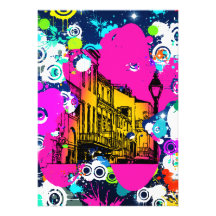 urban city graffiti paint splatter design colourfu custom invitation