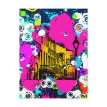 urban city graffiti paint splatter design colourfu post card