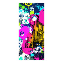 urban city graffiti paint splatter design colourfu full colour rack card