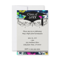urban city graffiti paint splatter graduation personalized invites