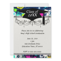 urban city graffiti paint splatter graduation custom announcement