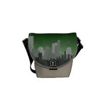 Urban City Sprawl Sky Line Mini Messenger (green) messenger bags