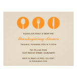 Urban dinner party orange utensil Thanksgiving Personalized Invitations
