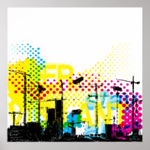 Urban dystopian landscape print