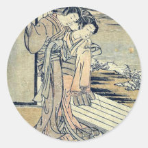 Ureshino of the house of Ogiya by Isoda,Koryusai Round Stickers