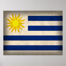 Uruguay Flag Distressed Print