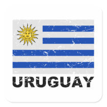 Uruguay Vintage Flag Square Stickers