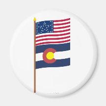 US 38-star flag on pole with Colorado Refrigerator Magnets