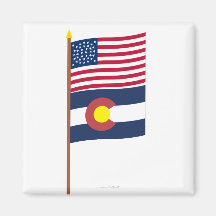 US 38-star flag on pole with Colorado Fridge Magnets