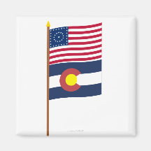 US 38-star flag on pole with Colorado Magnets