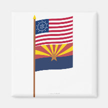 US 48-star Whipple flag on pole with Arizona Refrigerator Magnets