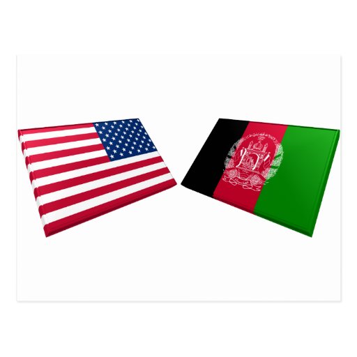 US & Afghanistan Flags Post Card