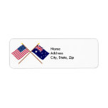US and Australia Crossed Flags Return Address Labels