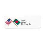 US and Bangladesh Crossed Flags Return Address Labels
