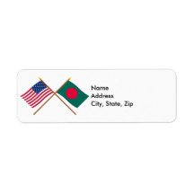 US and Bangladesh Crossed Flags Return Address Labels
