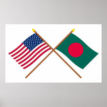 US and Bangladesh Crossed Flags Posters
