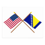 US and Bosnia & Herzegovina Crossed Flags Post Cards