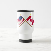 US and Canada Crossed Flags Coffee Mugs