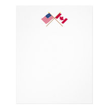 US and Canada Crossed Flags Customized Letterhead