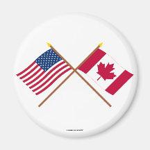 US and Canada Crossed Flags Fridge Magnet