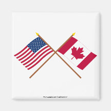 US and Canada Crossed Flags Fridge Magnets