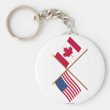 US and Canada Crossed Flags Key Chains