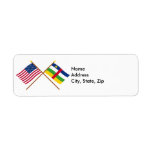 US and Central African Republic Crossed Flags Return Address Labels