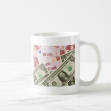 US and Euro currencies Mugs