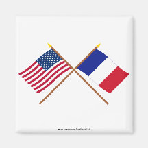 US and France Crossed Flags Magnets