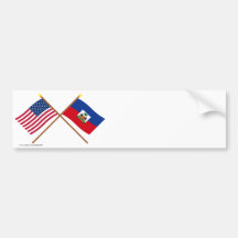 US and Haiti Crossed Flags Bumper Sticker