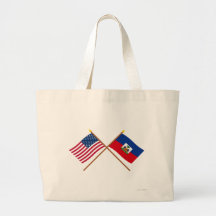 US and Haiti Crossed Flags Canvas Bag