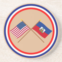 US and Haiti Crossed Flags Drink Coasters