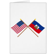 US and Haiti Crossed Flags Greeting Card