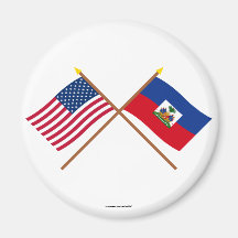 US and Haiti Crossed Flags Magnet