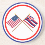 US and Hawaii Crossed Flags Drink Coaster