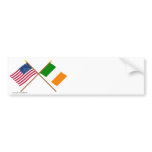 US and Ireland Crossed Flags Bumper Stickers