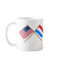 US and Luxembourg Crossed Flags mugs