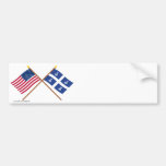 US and Martinique Crossed Flags Bumper Sticker