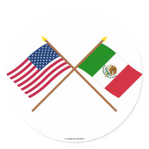 US and Mexico Crossed Flags