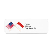 US and Monaco Crossed Flags Custom Return Address Label